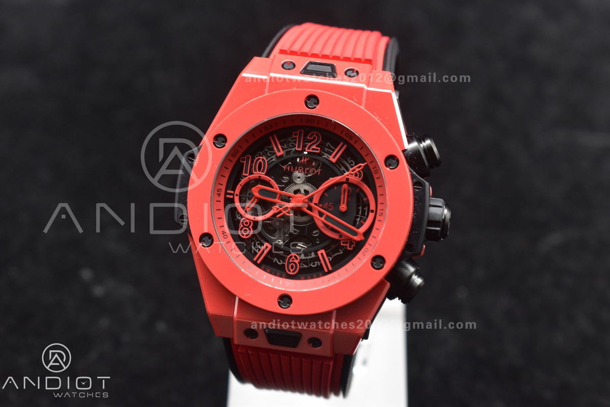 Big Bang Unico Red Magic Ceramic BBF 1:1 Best Edition Skeleton Dial on Red Rubber Strap A1280